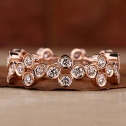 Round Man Made Diamond Stackable Wedding Band For Women