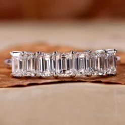 Emerald Cut Diamond Wedding Band, Lab Grown Diamond Band