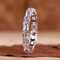 Emerald Cut Eternity Band, Lab Grown Diamond Wedding Band