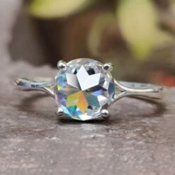 Classic Split Shank 2.29 CT Round Rose Cut Solitaire Engagement Ring