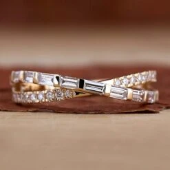 Baguette And Round Cut Lab Grown Diamond Infinity Style Wedding Band