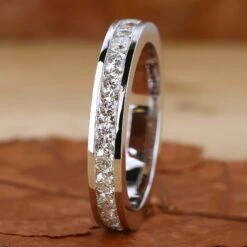 Channel Set Round Cut Lab Grown Diamond Eternity Wedding Band