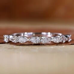 Pear Cut Lab Grown Diamond Half Eternity Matching Wedding Band