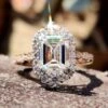 Vintage Inspired 3.94 TCW Emerald Cut Unique Moissanite Engagement Ring
