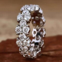 Round Lab Created Diamond Wedding Band Garland Style