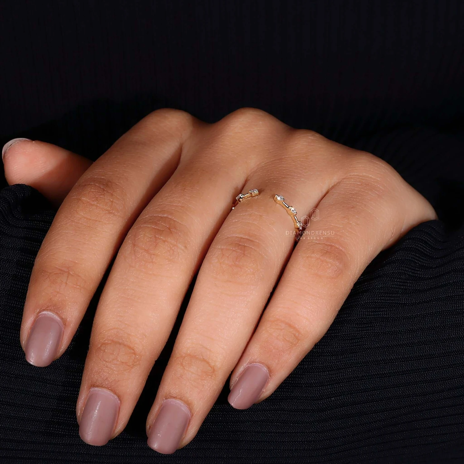 Open Gap Round Lab Grown Diamond Wedding Band For Women - Image 6