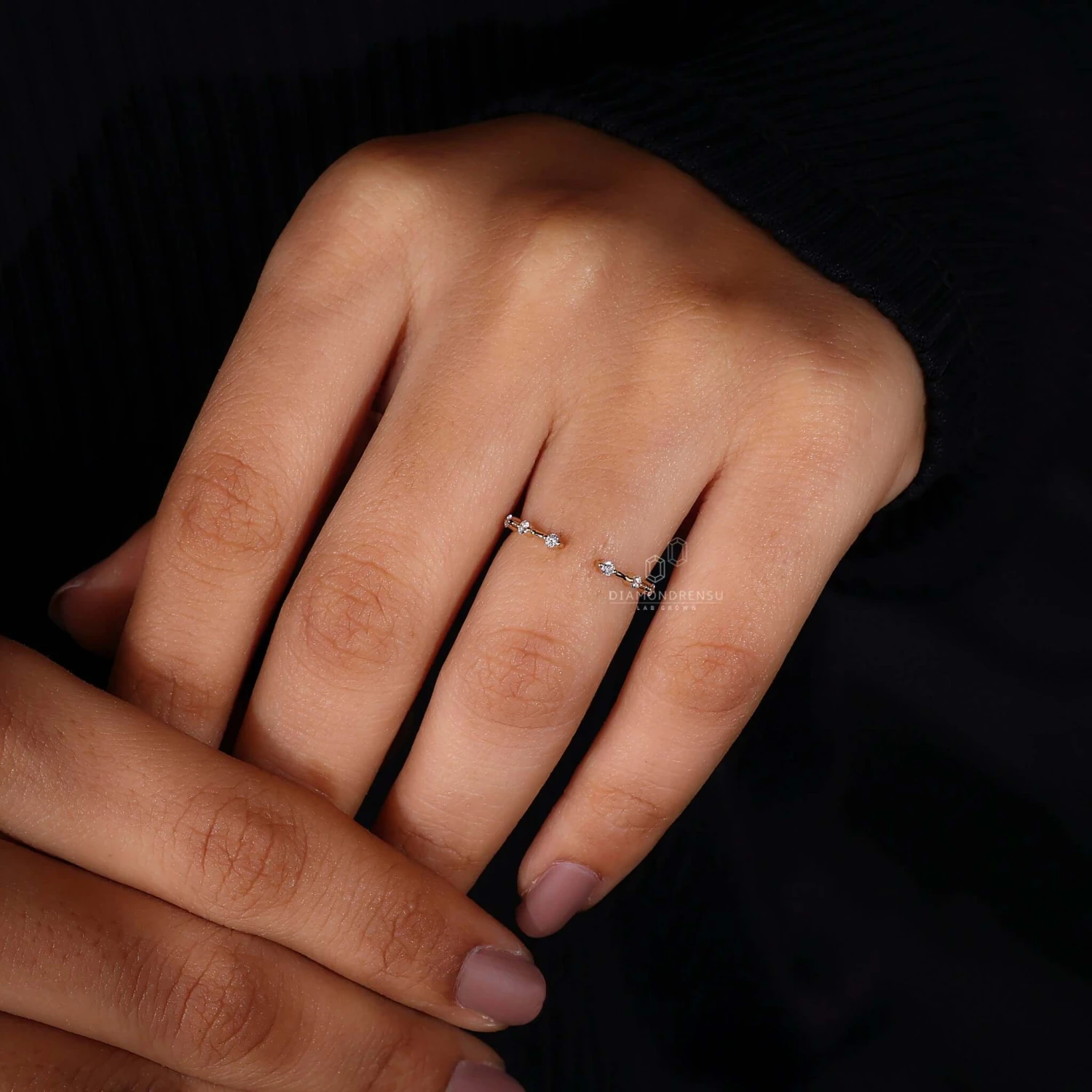 Open Gap Round Lab Grown Diamond Wedding Band For Women - Image 7