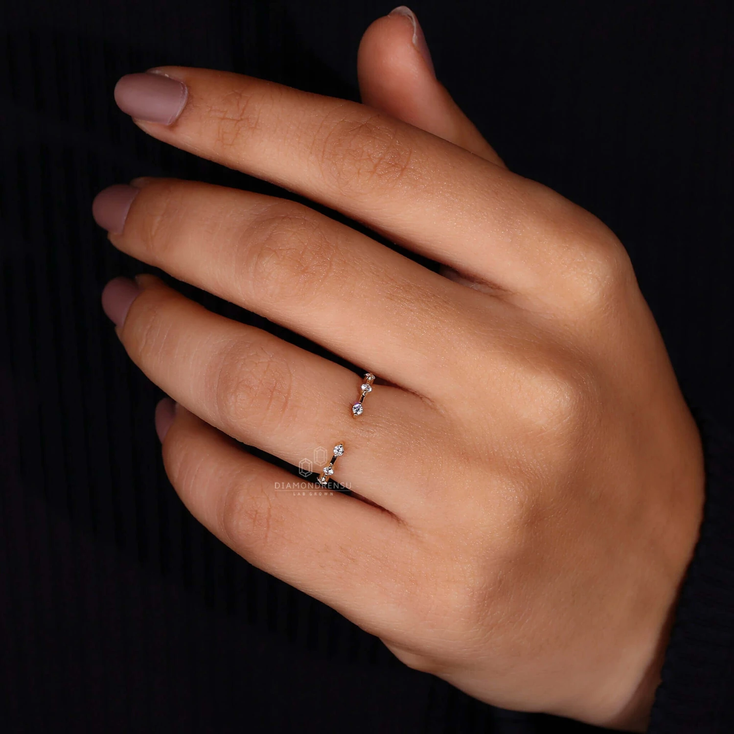 Open Gap Round Lab Grown Diamond Wedding Band For Women - Image 8