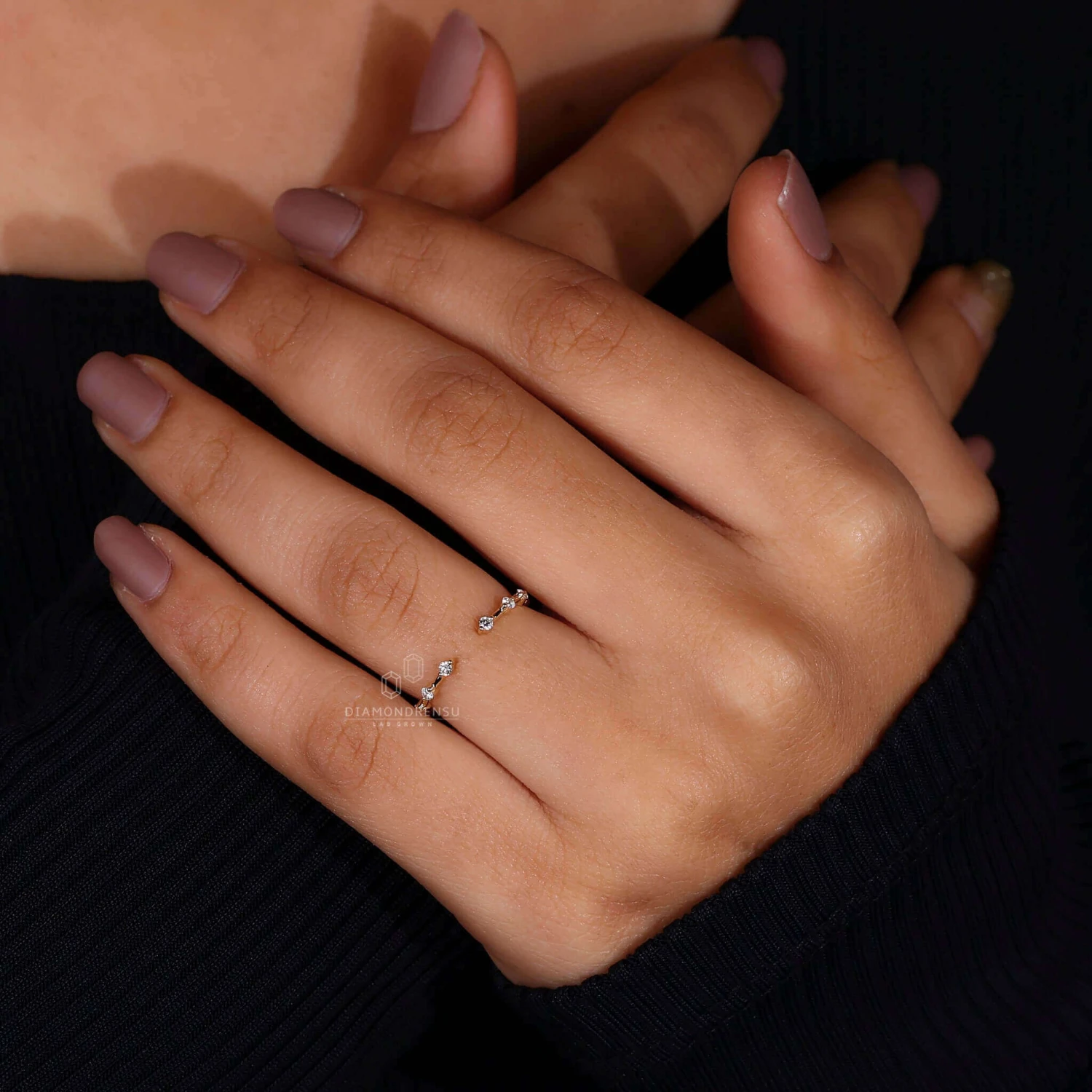 Open Gap Round Lab Grown Diamond Wedding Band For Women - Image 3