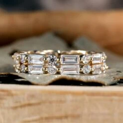 Lab Diamond Wedding Band, 1.89 TCW Baguette And Round Cut EF/VVS Eco Friendly Diamond Matching Wedding Band, Anniversary Gift