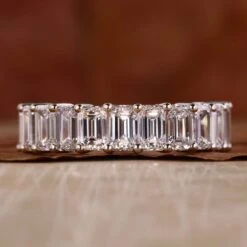 Emerald Cut Diamond Wedding Band, Lab Grown Diamond Matching Band