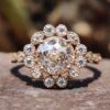 Antique 1.79 TW Jubilee Cut Cathedral Setting Moissanite Halo Engagement Ring