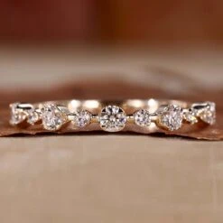Floating Bubble Wedding Band, Round Lab Grown Diamond Eternity Band