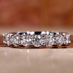 Round Lab Grown Diamond Half Eternity Wedding Band