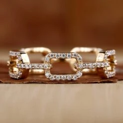 Round Lab Grown Diamond Unique Interlinking Eternity Wedding Band