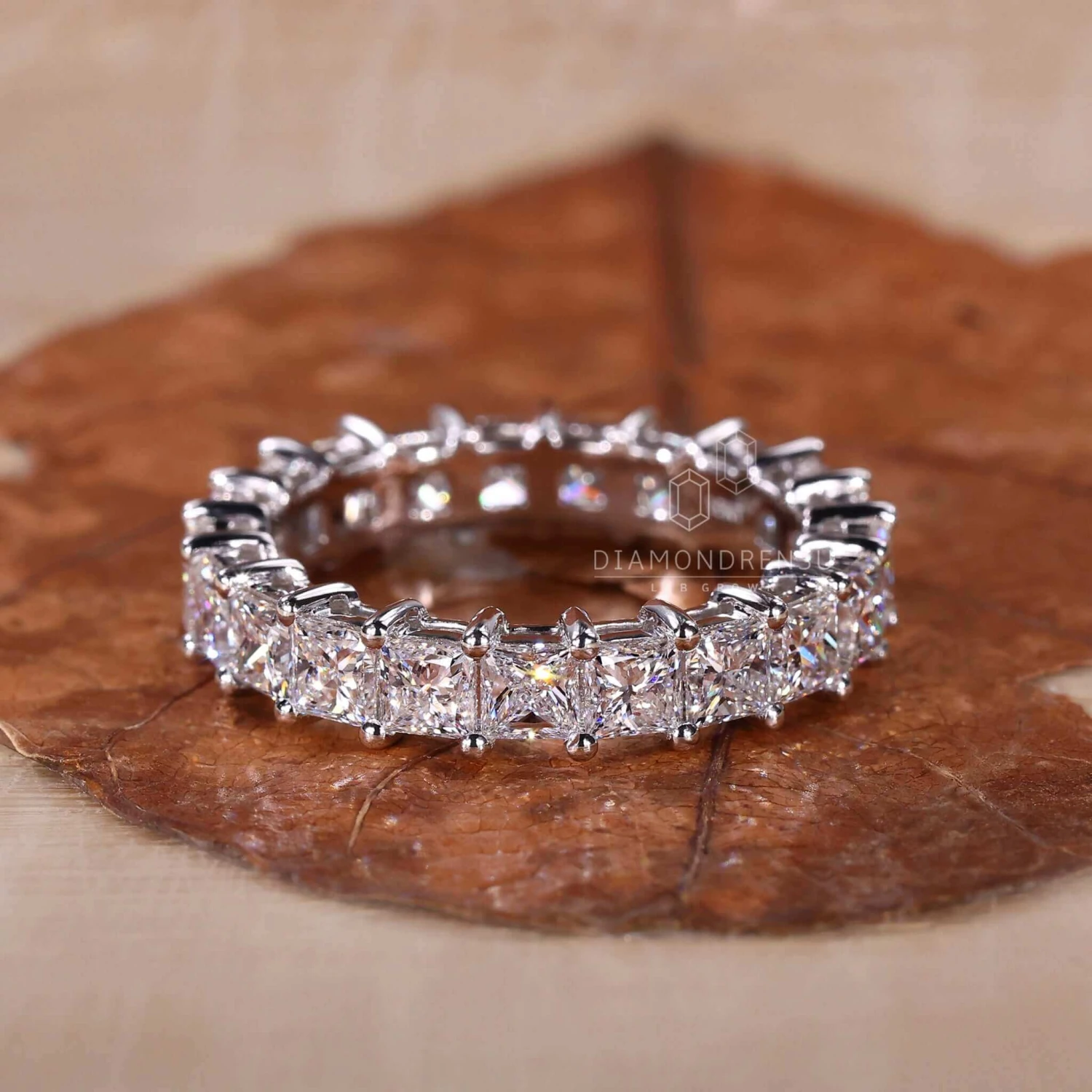 Princess Cut Lab Grown Diamond Eternity Wedding Band For Women - Image 5