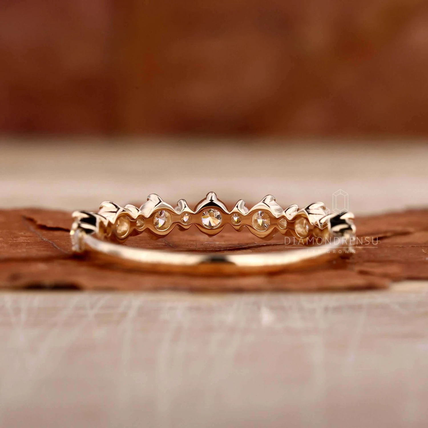 Floating Bubble Round Lab Grown Diamond Half Eternity Wedding Band - Image 4