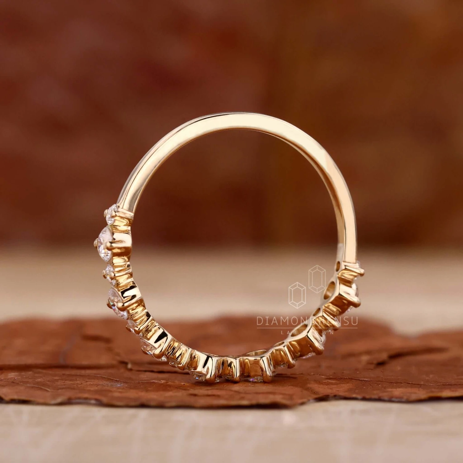 Floating Bubble Round Lab Grown Diamond Half Eternity Wedding Band - Image 6