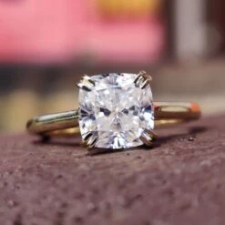 Classic 3.00 CT Cushion Solitaire Moissanite Engagement Ring