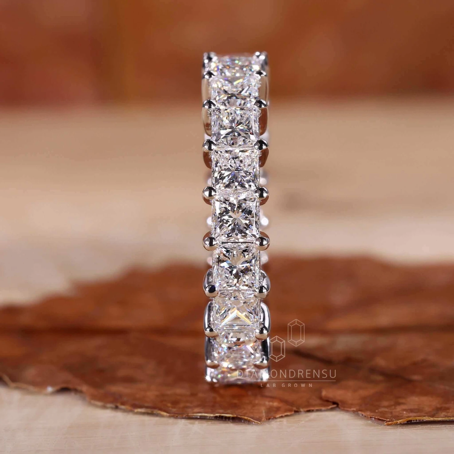 Princess Cut Lab Grown Diamond Eternity Wedding Band For Women - Image 3