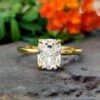 2.03 TCW Elongated Cushion Cut Hidden Halo Moissanite Engagement Ring