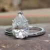 3.02 CT Pear Rensu Cut Colorless Moissanite Upside Down Solitaire Ring