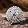 1.82 TCW Round Cut Cathedral Set Double Halo Moissanite Engagement Ring