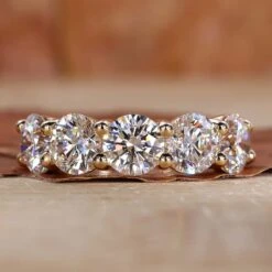 Round Diamond Five Stone Wedding Anniversary Ring