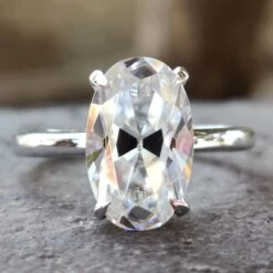 2.51 CT Moval Old European Cut Classic Moissanite Solitaire Ring