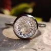 3.27 CT Antique Portuguese Cut Bezel Set Solitaire Moissanite Engagement Ring