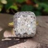 5.06 TCW Radiant Cut Cathedral Set Halo Moissanite Engagement Ring