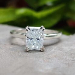 1.36 CT Radiant Cut Classic Cathedral Set Solitaire Moissanite Wedding Ring