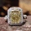Entwined Halo Ring, 5.57 TCW Light Yellow Radiant Cut Moissanite Engagement Ring