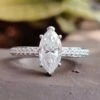 Hidden Halo Pave Set Crown Moissanite Diamond Engagement Ring