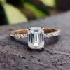 1.77 TW Emerald Hidden Halo Pave Moissanite Engagement Ring