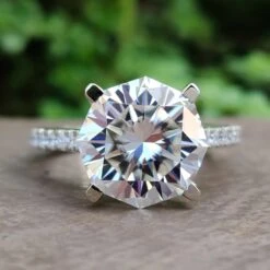 4.49 TCW Octagon Cut Infinity Cathedral Pave Set Moissanite Wedding Ring