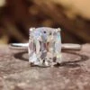 Hidden Halo Ring, 2.63 TCW Cushion Old Mine Cut And Round Cut Colorless Moissanite Engagement Ring