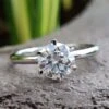 Classic Comfort Fit Basket Set 1.26 CT Round Moissanite Engagement Ring