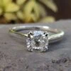 Double Claw Prong 1.97 CT Cushion Divine Near Colorless Moissanite Solitaire Ring