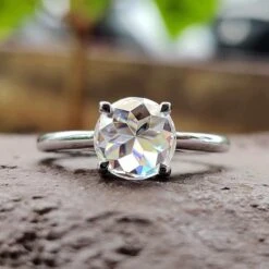 1.88 CT Round Rose Cut Trellis Set Simple Solitaire Engagement Ring