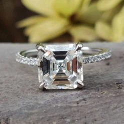 2.67 CT Stunning Asscher Step Cut Colorless Moissanite Engagement Ring