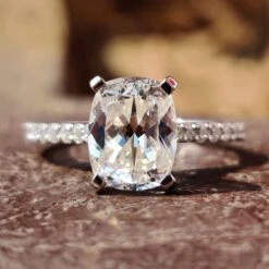 3.02 TCW Cushion Divine Cathedral Pave' Set Moissanite Engagement Ring