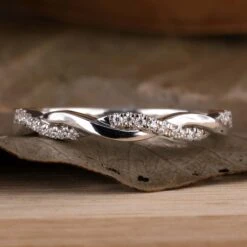 Round Diamond Wedding Band, Lab Grown Diamonds Pave Half Eternity Band