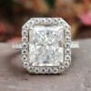 4.41 TCW Radiant Cathedral Set Hidden Halo Pave Set Engagement Ring