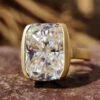 7.26 CT Elongated Cushion Cut Half Bezel Set Solitaire Ring