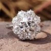 Cluster Halo 3.41 TW Old European Cut Moissanite Wedding Ring
