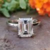3.00 CT Emerald Cut Claw Prongs Colorless Moissanite Solitaire Engagement Ring
