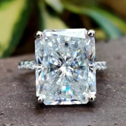 Radiant Cut Moissanite Engagement Ring, 10.23 CT Pave Moissanite Ring