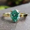 Dark Green Pear Cut Moissanite Solitaire Ring, 1.57 CT Moissanite Engagement Ring, Anniversary Gift Ring