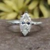 Classic Marquise Solitaire And Hidden Halo Moissanite Engagement Ring
